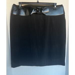 Larry Levine Womens Pencil Skirt Black Straight Professional  Faux Belt Sz 16